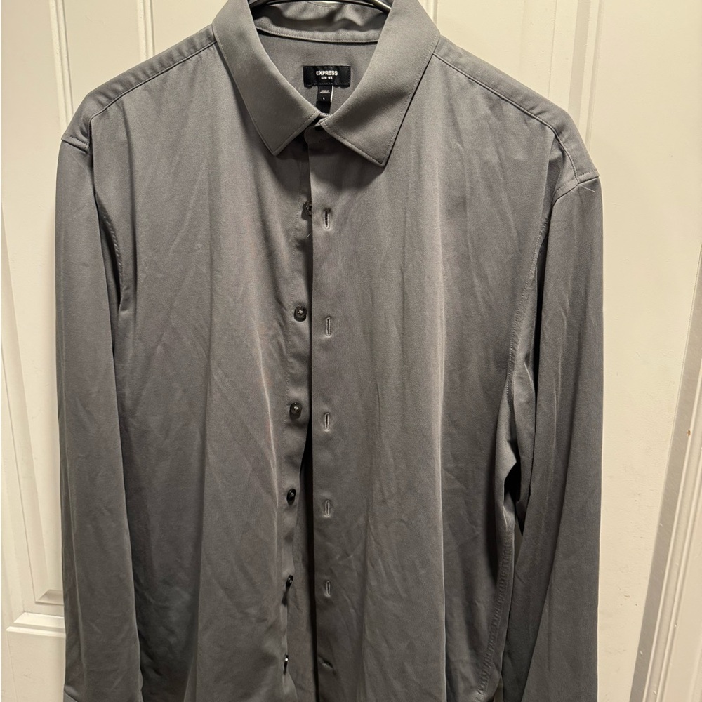 Express Gray Dress Shirt Professional Cotton Blend